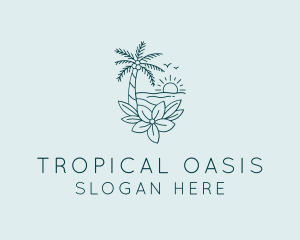 Island - Tropical Island Beach logo design