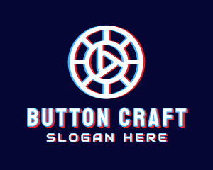 Button - Glitchy Play Button Tech logo design