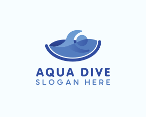 Diving - Human Swimming Wave logo design