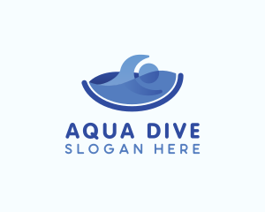 Human Swimming Wave logo design