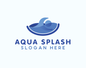 Swimming - Human Swimming Wave logo design