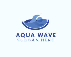 Human Swimming Wave logo design