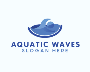 Swimming - Human Swimming Wave logo design