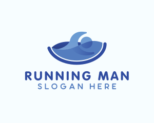 Wave - Human Swimming Wave logo design