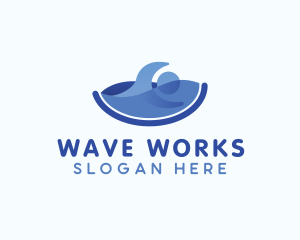 Human Swimming Wave logo design