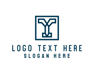 Blue And White - Geometric Letter Y logo design