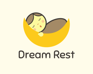 Baby Child Sleeping Moon logo design