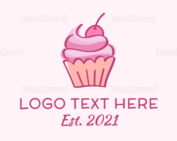 Cherry Cupcake Pastry Logo