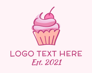 Sugar - Cherry Cupcake Pastry logo design