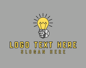Idea - Robot Light Lightbulb logo design