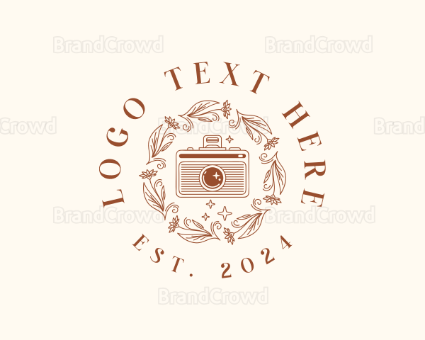 Camera Floral Wreath Logo