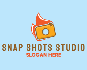 Camera Lens - Flame Photography Studio logo design