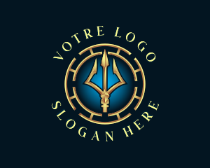 Fiction - Poseidon Mythology Trident logo design