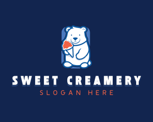 Bear Ice Cream Cone logo design