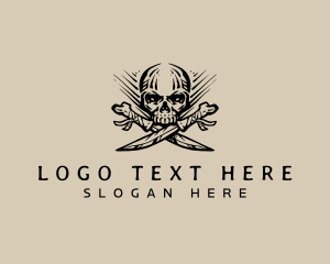 Skeleton - Skull Bone Knife Weapon logo design