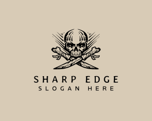 Skull Bone Knife Weapon logo design