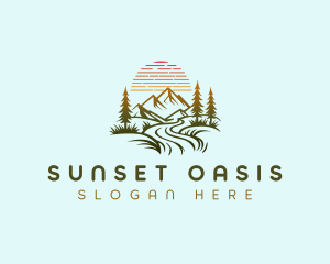 Mountain Sunset Adventure logo design