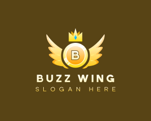 Coin Wings Crown logo design