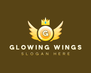 Coin Wings Crown logo design