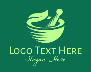 Alternative Medicine - Simple Herbal Leaf Bowl logo design