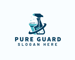 Cleaning Spray Sanitation logo design