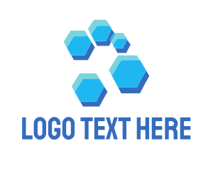 Cyber - Blue Hexagon Hive logo design