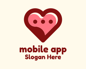 App - Lovely Heart Message Bubble logo design