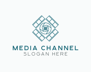 Channel - Movie Film Strip Lens logo design