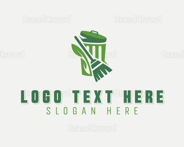 Trash Sanitation Broom Logo