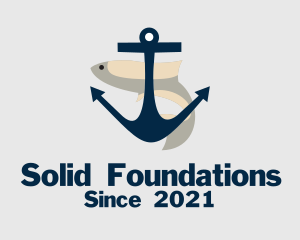 Navy - Anchor Fish Nautical logo design