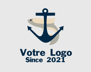Fishing - Anchor Fish Nautical logo design