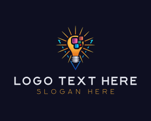 Pixel Idea Lightbulb logo design