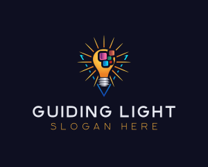 Pixel Idea Lightbulb logo design