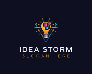 Pixel Idea Lightbulb logo design