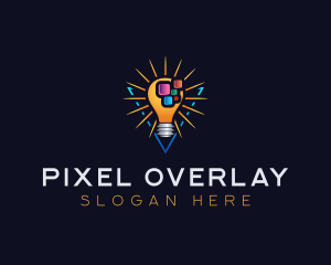 Pixel Idea Lightbulb logo design