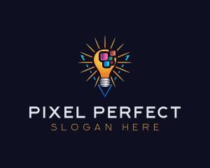 Pixel Idea Lightbulb logo design