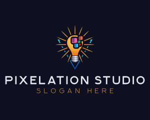 Pixel Idea Lightbulb logo design