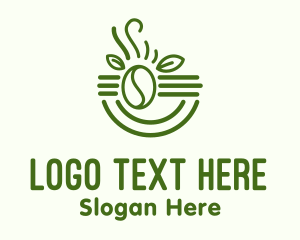 Hot Coffee - Organic Leaf Coffee Bean logo design