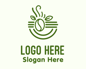 Hot Coffee - Organic Leaf Coffee Bean logo design