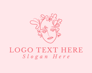 Scribble - Pink Face Butterfly logo design