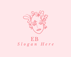 Pink Face Butterfly logo design