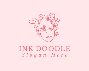 Pink Face Butterfly logo design