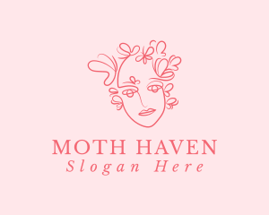 Pink Face Butterfly logo design