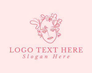 Fairy - Pink Face Butterfly logo design