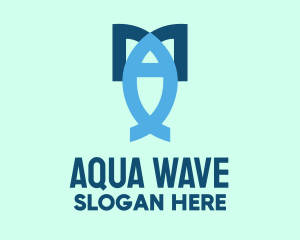 Oceanic - Abstract Fish Book logo design