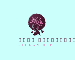 Flower Afro Woman Logo