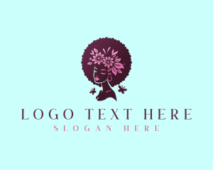 Leaf - Flower Afro Woman logo design