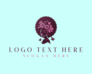 Flower Afro Woman Logo