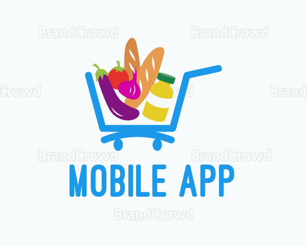 Grocery Supermarket Cart Logo