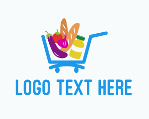 Can Opener - Grocery Supermarket Cart logo design